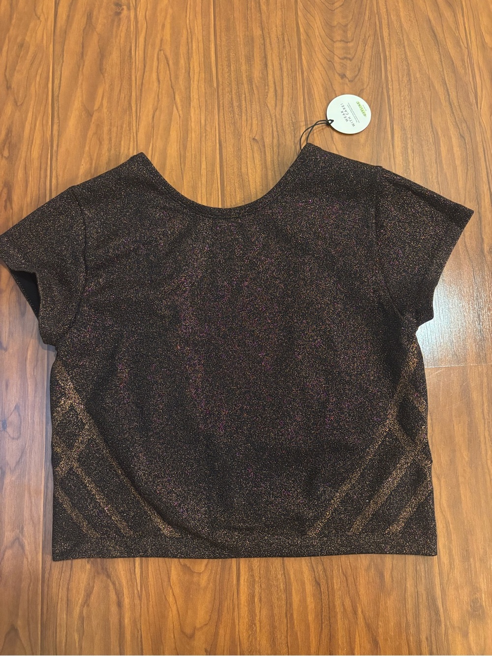 NWT Aerie Offline Lurex Seamless Backless Bronze Short Sleeve Top Womens XL